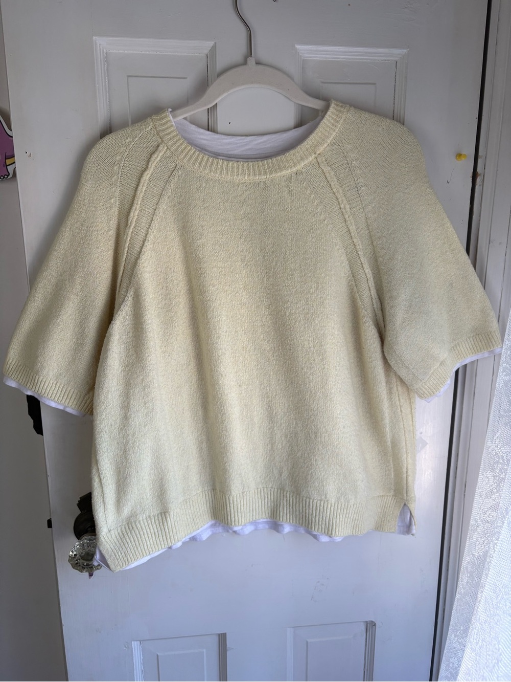Design History Pale Yellow Short-Sleeve Crewneck Sweater